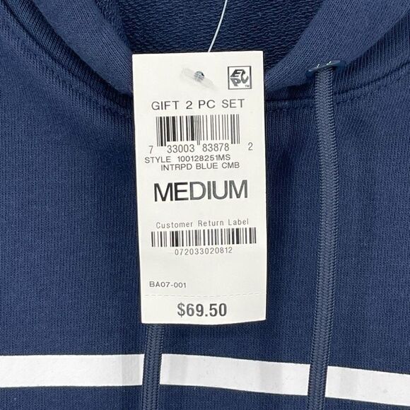 Charter Club Nautical Stripe Hoodie Sweatshirt Button Detail Women Medium Blue - Picture 5 of 7